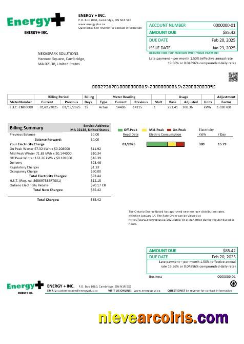 USA Massachusetts Energy Plus electricity business utility bill